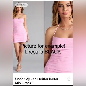 Windsor Black Sparkle Halter Mini Dress